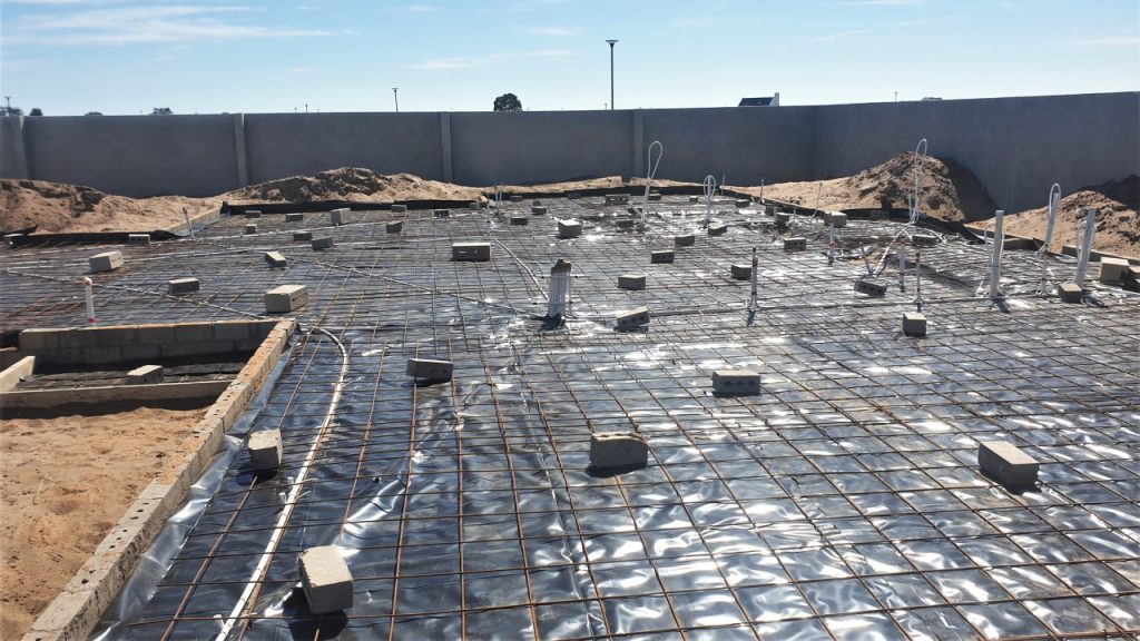 Ougat Bouers floor compacked and reinforcement installed